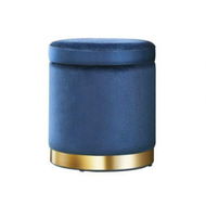 Detailed information about the product Artiss Ottoman Storage Foot Stool Round Velvet Navy