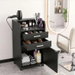 Artiss Professional Salon Station Rolling Cart, Hair Styling Beauty Cabinet with 2 Drawers & 2 Appliance Holders, Wood Barber Spa Trolley with 360æŽ³ Wheels for Skincare & Vanity, Black. Available at Crazy Sales for $119.95