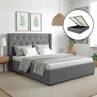 Detailed information about the product Artiss Queen Bed Frame Storage Tufted Headboard Gas Lift Base Grey
