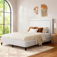 Detailed information about the product Artiss Queen Bed Frame with Headboard Platform Bed Base Grey Beige Fabric Metal
