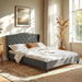 Artiss Queen Bed Frame with Wingback Headboard Grey Linen Upholstered Platform Bed Base. Available at Crazy Sales for $329.95