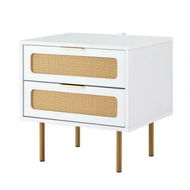 Detailed information about the product Artiss Rattan Bedside Table 2 Drawers Pine