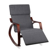 Detailed information about the product Artiss Rocking Armchair Bentwood Frame With Footrest Charcoal Afton