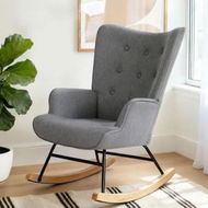 Detailed information about the product Artiss Rocking Armchair Nursing Chair Linen Fabric Grey