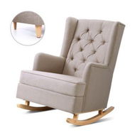 Detailed information about the product Artiss Rocking Chair Armchair Linen Fabric Beige Gaia