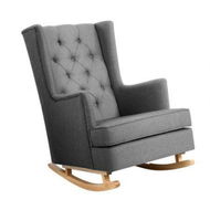 Detailed information about the product Artiss Rocking Chair Armchair Linen Fabric Grey Gaia