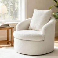 Detailed information about the product Artiss Round Swivel Armchair Extra Pillow White