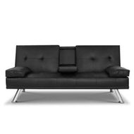 Detailed information about the product Artiss Sofa Bed 168CM Black PU Leather