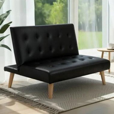Artiss Sofa Bed Couch 1 Seater Lounge Fabric Black