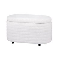 Detailed information about the product Artiss Storage Ottoman Blanket Box 87cm Boucle Fabric Oval