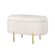 Detailed information about the product Artiss Storage Ottoman Blanket Box 87cm Velvet Oval White