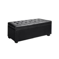 Detailed information about the product Artiss Storage Ottoman Blanket Box 97cm Leather Black