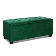 Detailed information about the product Artiss Storage Ottoman Blanket Box 97cm Velvet Green