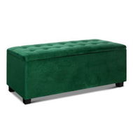 Detailed information about the product Artiss Storage Ottoman Blanket Box 98cm Velvet Green