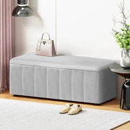Detailed information about the product Artiss Storage Ottoman Blanket Box Velvet Grey 103cm