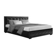 Detailed information about the product Artiss Tiyo Bed Frame PU Leather Gas Lift Storage - Black Queen