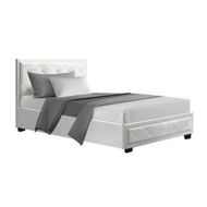 Detailed information about the product Artiss Tiyo Bed Frame PU Leather Gas Lift Storage - White King Single