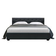 Detailed information about the product Artiss Vila Bed Frame Fabric Gas Lift Storage - Charcoal Queen