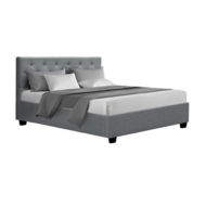 Detailed information about the product Artiss Vila Bed Frame Fabric Gas Lift Storage - Grey Double