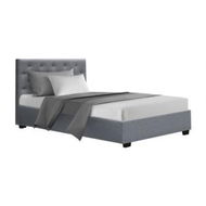 Detailed information about the product Artiss Vila Bed Frame Fabric Gas Lift Storage - Grey King Single