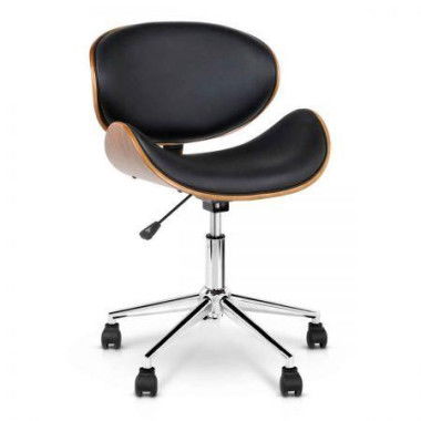 Artiss Wooden Office Chair Leather Seat Black