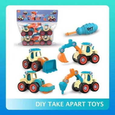 Assembly Toy Car Truck Digger Toy with Screwdriver Construction Vehicles DIY Learning Toy Gift for Children Boys Girls