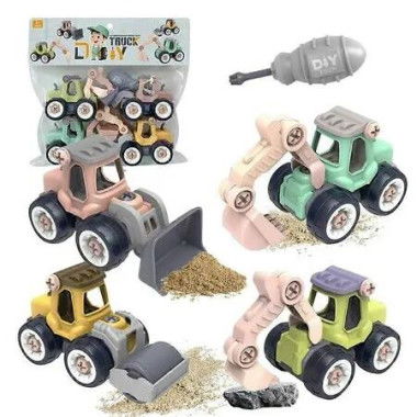 Assembly Toy Car Truck Digger Toy with Screwdriver Construction Vehicles DIY Learning Toy Gift for Children Boys Girls