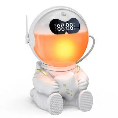 Astronaut Sunrise Alarm Clock 7 Dimmable Light Wake Clock for Teens,White Noise Bluetooth Speaker with 9 Soothing Sounds Heavy Sleepers