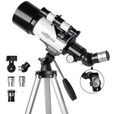 Astronomical Telescope 70mm Aperture 120 Zoom AZ Mount FMC Green Film Optics Portable Tripod Phone Adapter Red Dot Star Finder Christmas Birthday Kids Gift