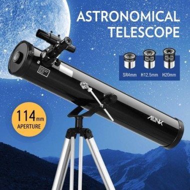 Astronomical Telescope Aperture 114mm 675x Zoom With Tripod - Black