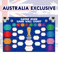 Detailed information about the product AU EXCLUSIVE Qatar 2022 Football Tournament Wall Chart Poster Soccer Schedule Calendar Bar Party Decorations