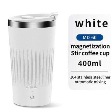 Auto Magnetic Coffee Cup With 3-Speed Mixing Function Stirring Mug With Wireless Mixing Strong Power For Coffee Mocha (White)