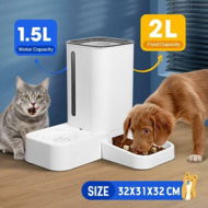 Detailed information about the product Automatic Cat Feeder 1.5L Water Dispenser 2L Food Bowl Auto Pet Feeding Gravity Fed For Small Medium Large Pets 2-in-1 Petscene.