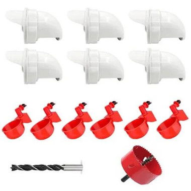 Automatic Chicken Feeders and Waterer Set, 6 Pcs Poultry Feeder 6 Automatic Chicken Water Feeder, DIY Chicken Water and Feeder Set