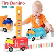 Detailed information about the product Automatic Placement Domino Brick Train Car Sound Light Set Children Colorful Plastic Blocks Game Toys Car Fire Fighting Truck.