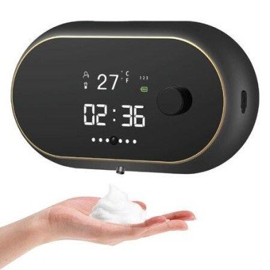 Automatic Soap Dispenser Wall Mount Foaming Touchless Sensor Soap Dispenser Rechargeable For Bathroom-Black