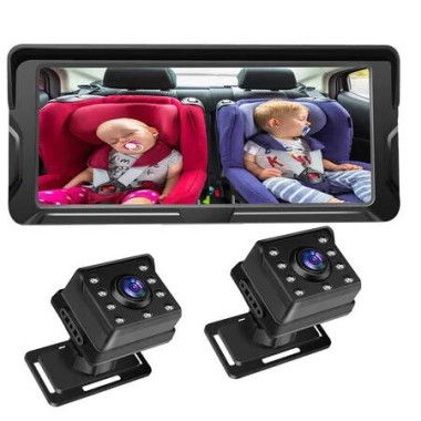 Baby Car Cameras 6.8inch Ultrawide Display Dual Rear Facing View Backseat HD 1080P Full Colour Infrared Night Vision Kids Safety