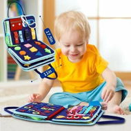 Detailed information about the product Baby Montessori Toys Blue Busy Sensory Board with Buckles for Fine Motor Skill Development Perfect for travel, keeping little ones entertained in airplanes or cars