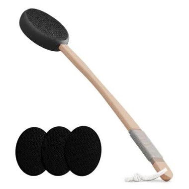 Back Lotion Applicator with 4 Replaceable Pads,Lotion Applicator,Sunscreen Applicator for Cream with 17In Curved Handle Easy to Target Back and Feet,Black