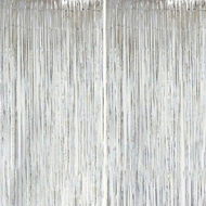 Detailed information about the product Backdrop Curtain 3FT X 8FT Metallic Tinsel Foil Fringe Curtains Photo Booth Background For Baby Shower Party Birthday Wedding Engagement Bridal Decorations (Silver 2 Pack)