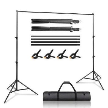 Backdrop Stand Kit, 2.6x3m Adjustable Photography Background Photo Backdrop Stand for Green Screen, Wedding, Parties, Photoshoot, Advertising Display