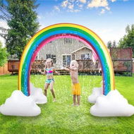 Detailed information about the product Backyard Water Park Summer Sprinkler Inflatable Rainbow Cloud Toys 8x5.5Ft Kids Outdoor Fun Play Equipment