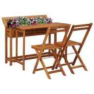 Detailed information about the product Balcony Planter Table With 2 Bistro Chairs Solid Acacia Wood