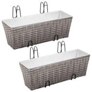 Detailed information about the product Balcony Planters 2 Pcs 50 Cm Grey Poly Rattan