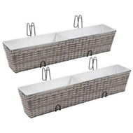 Detailed information about the product Balcony Planters 2 Pcs 80 Cm Grey Poly Rattan