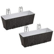 Detailed information about the product Balcony Trapezoid Rattan Planter 2 Pcs Black