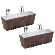 Detailed information about the product Balcony Trapezoid Rattan Planter Set 50 Cm 2 Pcs Brown