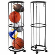 Detailed information about the product Ball Storage Rack Wall Mounted 2 Tier Vertical Holder Basketball Soccer Volleyball Football Space Saving Organizer with Casters Christmas Gift