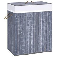 Detailed information about the product Bamboo Laundry Basket With 2 Sections Grey 100 L