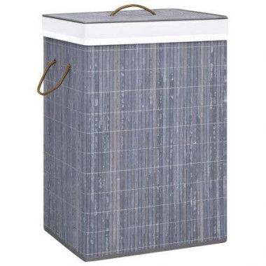 Bamboo Laundry Basket With 2 Sections Grey 72 L